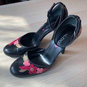ALDO Floral heel with ankle strap